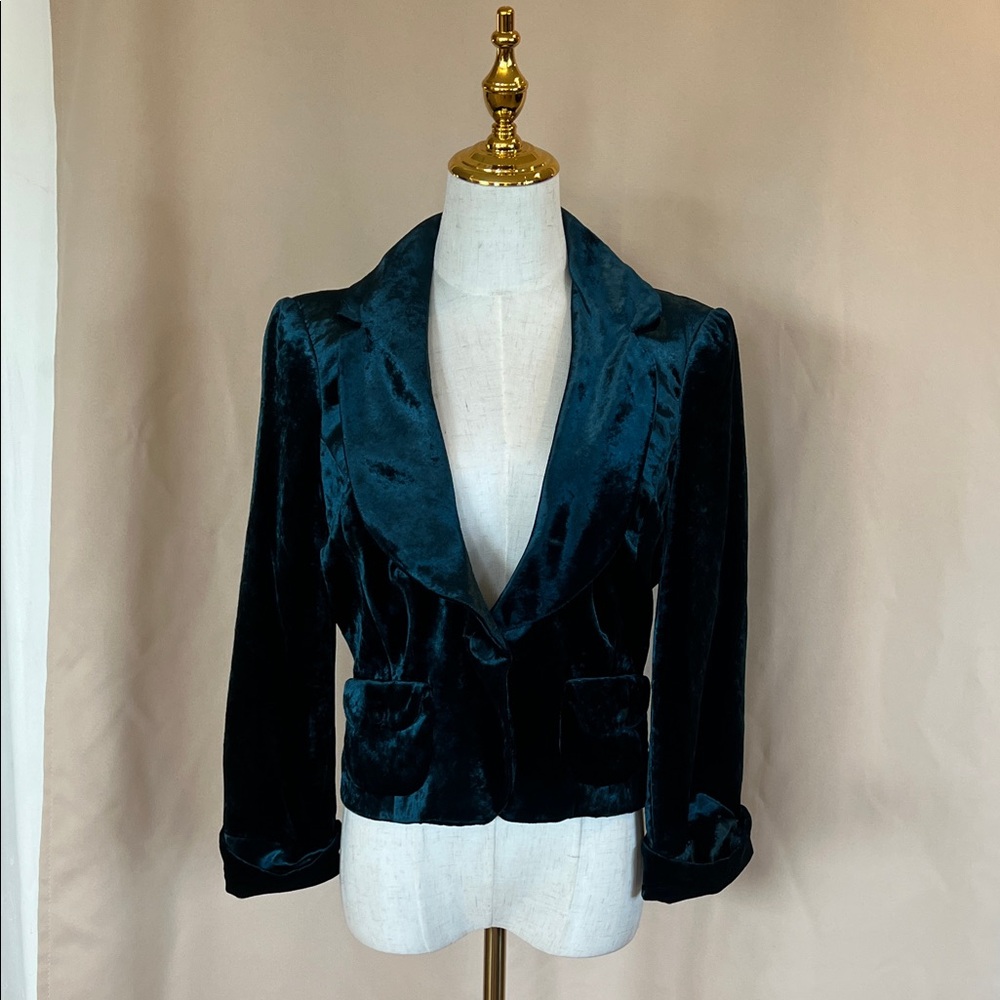 Bebe Velvet Blazer in Rich Green
